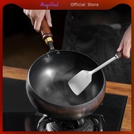 MagiDeal Nonstick Wok Fry Pan Pans Sautee Nonstick Coating Hand Hammered Iron Wok Round Bottom Wok f