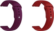 ONE ECHELON Quick Release Watch Band Compatible With Seiko SSB359  Silicone Watch Strap with Button Lock, Pack of 2 (Purple and Red)