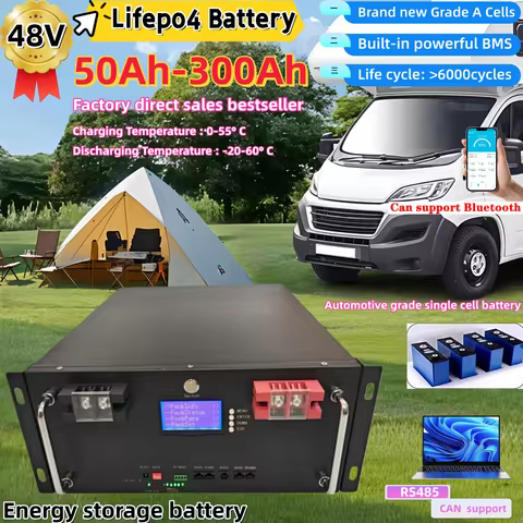 LiFePO4 48V 200Ah Battery Pack 51.2V 100Ah 120Ah 48V 80Ah 50Ah Lithium Battery 6000+ Cycles for Home