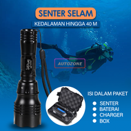 Senter LED Selam Scuba Dive Waterproof Anti Air Super Terang Senter Menyelam Air Laut 100W Kedalaman