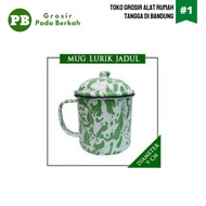 Mug Lurik Cangkir Enamel Cangkir Jadul