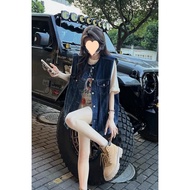 denim jacket woman denim vest woman Denim Vest - Spring/Autumn Casual Loose Fit for Women