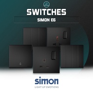 SIMON E6 Series Black White Switches & Socket Outlet SIRIM Approved Suis Lampu Rumah Suiz Soket Plug