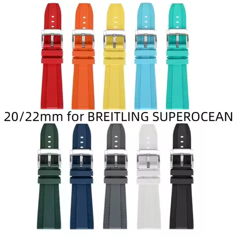 20mm 22mm FKM Fluororubber universal watch strap Stainless steel watch buckle New wristband for Brei