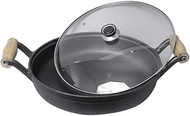 Casserole Physical Nonstick Frying Pan with 2 Handles,Induction Pot Saucepan Cast Iron Deep Skillet with Glass Lid 34cm/13.4inch Frying Pan interesting