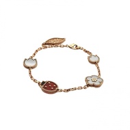 VAN CLEEF&ARPELS 18K玫瑰金白貝母紅玉髓縞瑪瑙LuckySpring手鏈5圖案