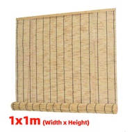 Reed Blinds Reed Blackout Wooden Slan Sunscreen Reed Curtain Shade Bamboo Blinds Shades Roller Blinds Door Curtains Shelters Grass Blinds Canopies Outdoor Gardening Camping Greenhouse Sunshade Balcony Bamboo Vintage Adjustable