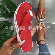 Isnh Juti รองเท้าผู้หญิงใหญ่2021ฤดูร้อนรองเท้าแตะรองเท้าแตะลายเฮอร์ริงโบนรองเท้าผู้หญิงหนาของผู้หญิง43