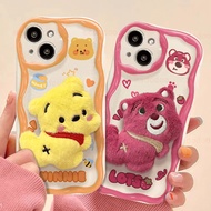 Cute Bear Winnie Lotso 3D Plush Support Casing Realme Note 50 C65 C63 C61 C67 C53 C51 C55 C33 12 Pro