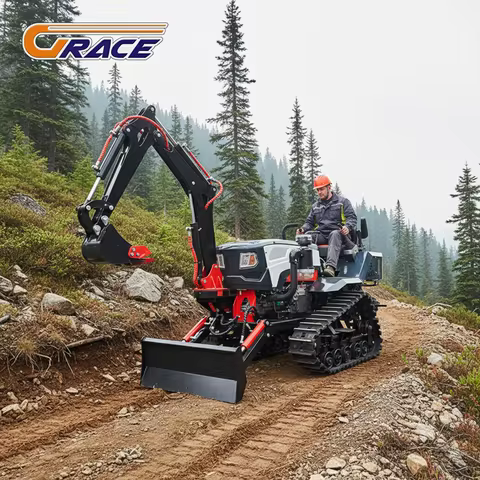 Farm Use Mini Crawler Tractor With Excavator 25HP 35HP Diesel Power Tiller Cultivator Agricultural M