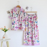 ชุดนอนMuslin Pajamas Silk Satin รุ่น Sweety Dino (T5130 N5130 M5130) | ชุดนอนแม่ลูกชุดนอนเด็ก