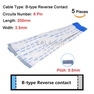 5pcs FPC Ribbon Flexible Flat Cable Pitch 0.5mm Length 200mm 20cm B-Type Reverse Contact 4P 5P 6P 7P