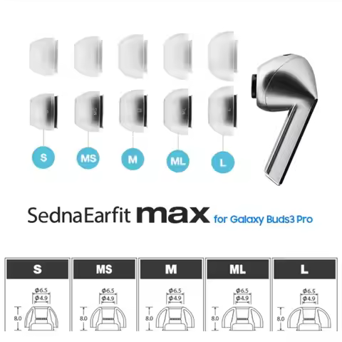 AZLA SednaEarfit Max for Galaxy Buds 3 Pro Wireless Headphone Eartips Comfortable Anti-allergic Oval