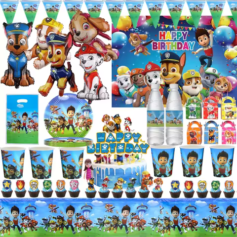 PAW Patrol Birthday Party Decoration Carton Dog Sticker Balloons Plate Tablecloth Baby Shower PAW Pa
