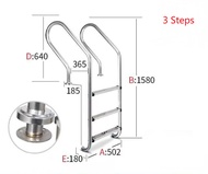 บันไดสระว่ายน้ำบันได ขั้นบันไดสแตนเลสPool Swimming Pool Ladder 304สแตนเลสลื่นสระว่ายน้ำความปลอดภัย2/