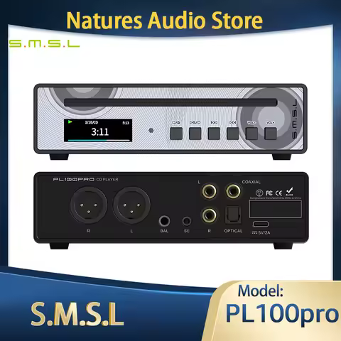 SMSL PL100PRO Portable CD Player Multi-function with Lossless MQA Playback Dual CS43131 DAC Chip for