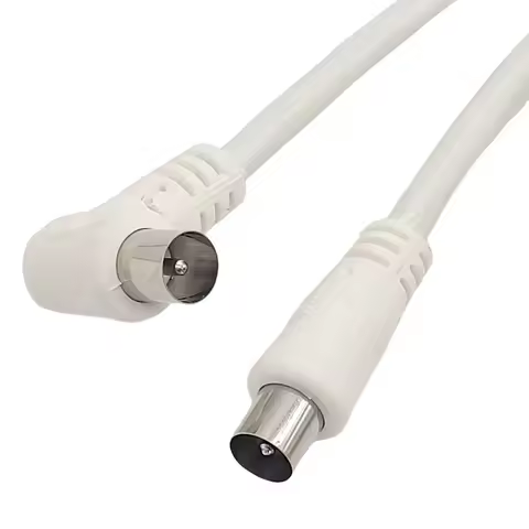 10M 5M 3M 1.5M White 75Ω TV RF Double Shielding Coaxial Cable 90 Degree Right Angle IEC Male to Male