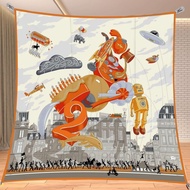 Horse Travel Notes Twill Silk Large Square Scarf Spring Autumn Shawl All-Match JH2B