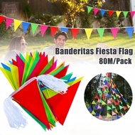 80Meter Colorful Fiesta Flag Plastic Triangle Flags Birthday Festival Party Home Garden Decoration