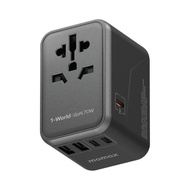 MOMAX 1-World 70W GaN 5 ports + AC Travel Adapter - Black