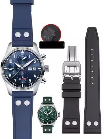 Nature Soft Fluororubber FKM Rubber Watchband For IWC Strap Big Pilot Portofino TOP GUN Watch Band W