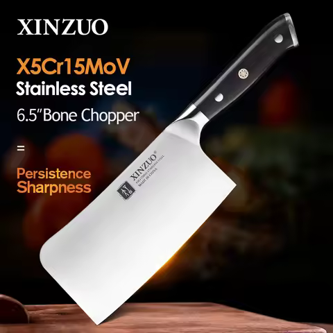 XINZUO 6.5'' Inch Bone Chopper Knife High Carbon X5Cr15Mov Stainless Steel Chinese Kitchen Knives Bu