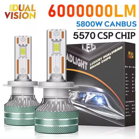 Dualvision K5C H7 LED 6000000LM 5800W Car Headlights Canbus H3 H1 H4 H11 9012 HIR2 H8 H9 9005 9006 H