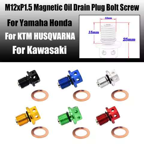 M12x1.5 Magnetic Engine Oil Drain Plug and Washer Gasket For Honda CRF XR Z50 CR80 50cc 90/110/125/1
