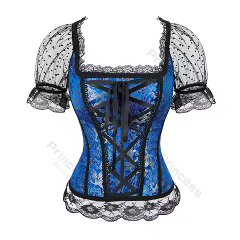 Corset with Sleeves Princess Corset Lace Top Floral Corsets for Women Plus Size Vintage Corset Busti