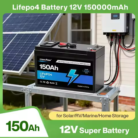 12V Lithium LiFePO4 Battery 150000mAh Built-in BMS, for Solar/RV/Marine/Home Storage, 150000mAh LiFe