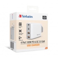 Verbatim 4 Port 100W PD 3.0 &amp; QC 3.0 GaN USB充電器