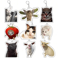 Rambling Goat Huh Cat Meme Keychain Confused Cat Memes Cat Screaming With Paws On Its Head Cute Gift