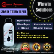 Serbuk Toner refill Cartridge HP CE255X 55X HP 3015X LASERJET 500 M525F 525DN 100gram