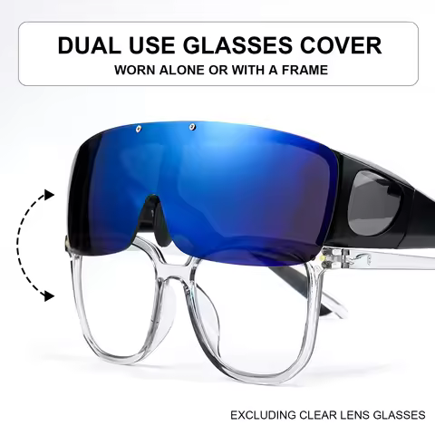 Flip Up Fit Over Glasses Polarized Sunglasses UV400 Side Shield Over Prescription Eyeglasses Night D