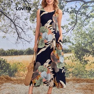 Lovito Elegant Dress Floral Printing Dress for Women LNL74138