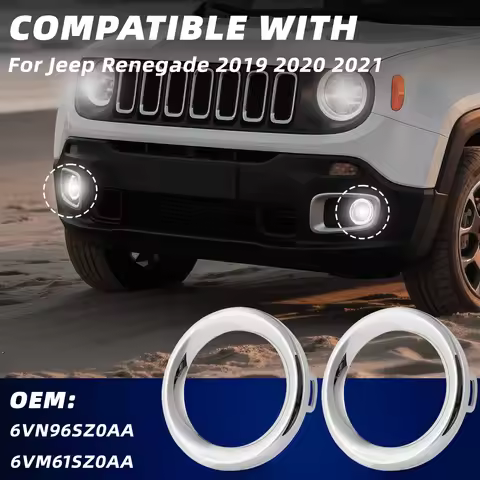 2PCS Auto Front Fog Light Cover Fog Light Trim Ring Replacement Accessories For Jeep Renegade 2019-2