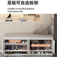 Small Entryway Light Luxury Shoe Changing Stool Modern Doorway Shoe Cabinet Solid Wood Shoe Wearing 