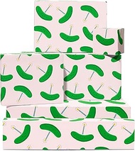 Funny Birthday Wrapping Paper - Cucumber with Candle - 6 Sheets Birthday Wrapping Paper for Men, Wom