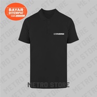 Polo Shirt Conv Logo Text Premium Silver Print | Polo Shirt Short Sleeve Collar Young Men Cool Latest Unisex Distro.....