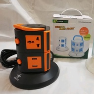 Vertical Universal Socket Overload Protector Tower Multi Power Strip With 2 USB port Fast charging