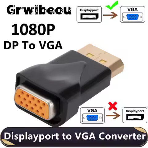 Grwibeou DP to VGA Adapter Male to Female 1080P DisplayPort Display Port to VGA Converter for PC Lap