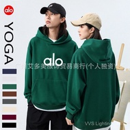 AloYoga 500g Heavy Fleece Lining Dropped Shoulder Sweatshirt Pullover Hooded Loose Street Wear Lamb 