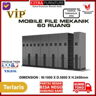 vip® mobile file mekanik sistem roll o pack 60 compartment arsip - plat 1.2mm