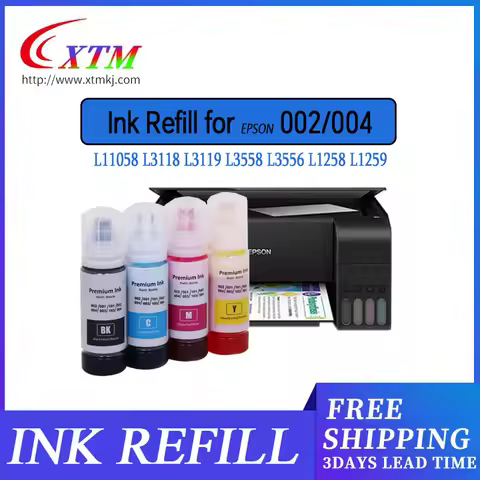 002 004 Ink Refill for Epson L1058 L3118 L3119 L3558 L3556 L1258 L1259 L4168 L3158 L1118 laser liqui