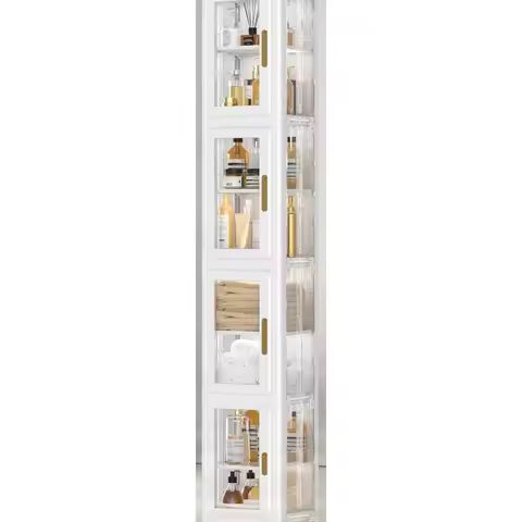 4-Tier Tall Plastic Storage Cabinet with Lockable Wheels, Adjustable Shelves for Small Spaces - Easy