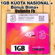 Paket Data Tri 1Gb + bonus unlimite FB 30 hari