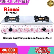 PROMO RINNAI RI-712AF Kompor Gas 2 Tungku Jumbo Stenlies Steel - Motif