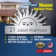 House Number Plate Nombor Rumah 门牌 Stainless Steel 304 白钢门牌 X109
