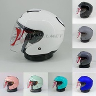 Helm Half Face KYT Kyoto R Series Solid All White Black Gunmetal Gorilla Grey Fire Red Blue Metalize