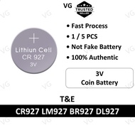 [100% ORIGINAL] T&E CR927 BR927 DL927 ECR927 LM927 KCR927 BR927-1W coin cell miniature battery 3V bu